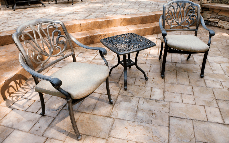 new concrete patio with furniture